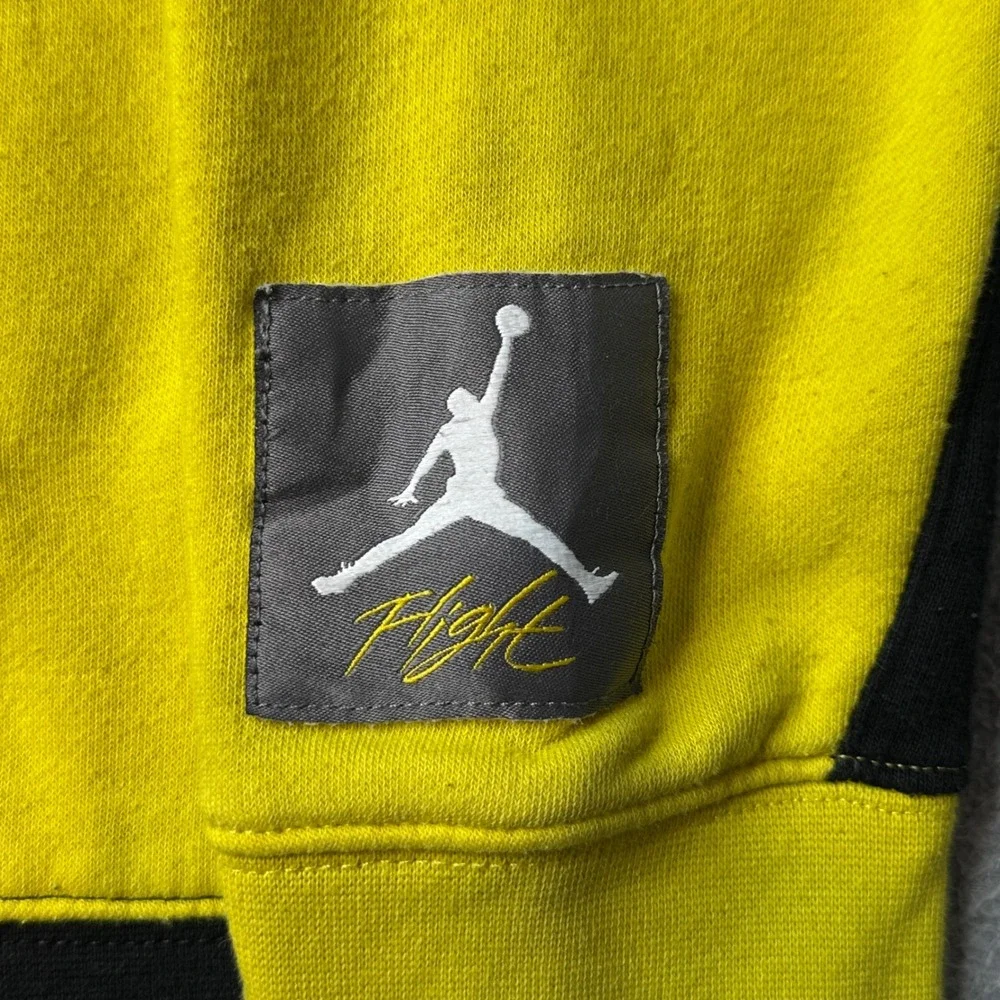 Jordan Hoodie Boys M 10-12 Flight Yellow Black Jumpman Graphic Logo Pullover